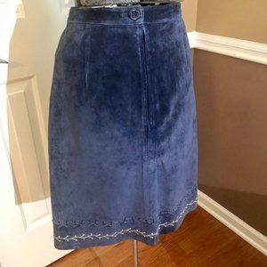 Arden B Blue Suede Skirt with Stitching